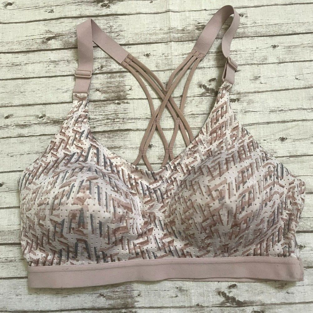 Victoria Secret Womens SPORT Sports Bra  Pink WirelessPadded Crossback Size 32D
